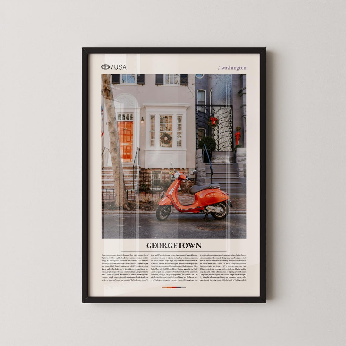 Georgetown Washington Dc Wall Art Historic Neighborhood Print Poster Scenic Canal And Street Photography Capital City Decor