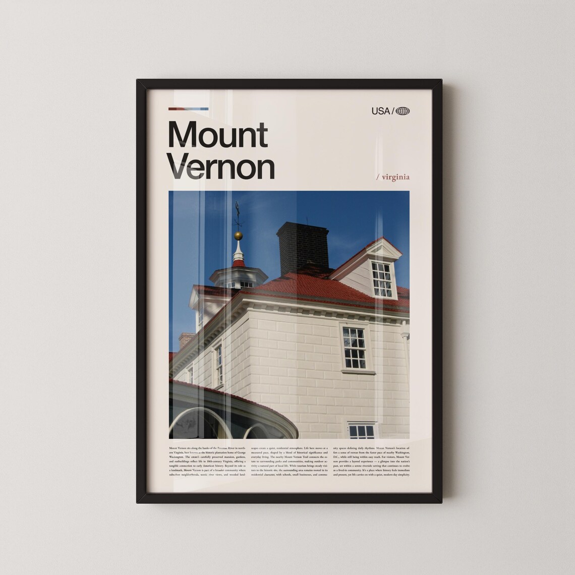 Mount Vernon Virginia Historic Estate Potomac River Travel Poster