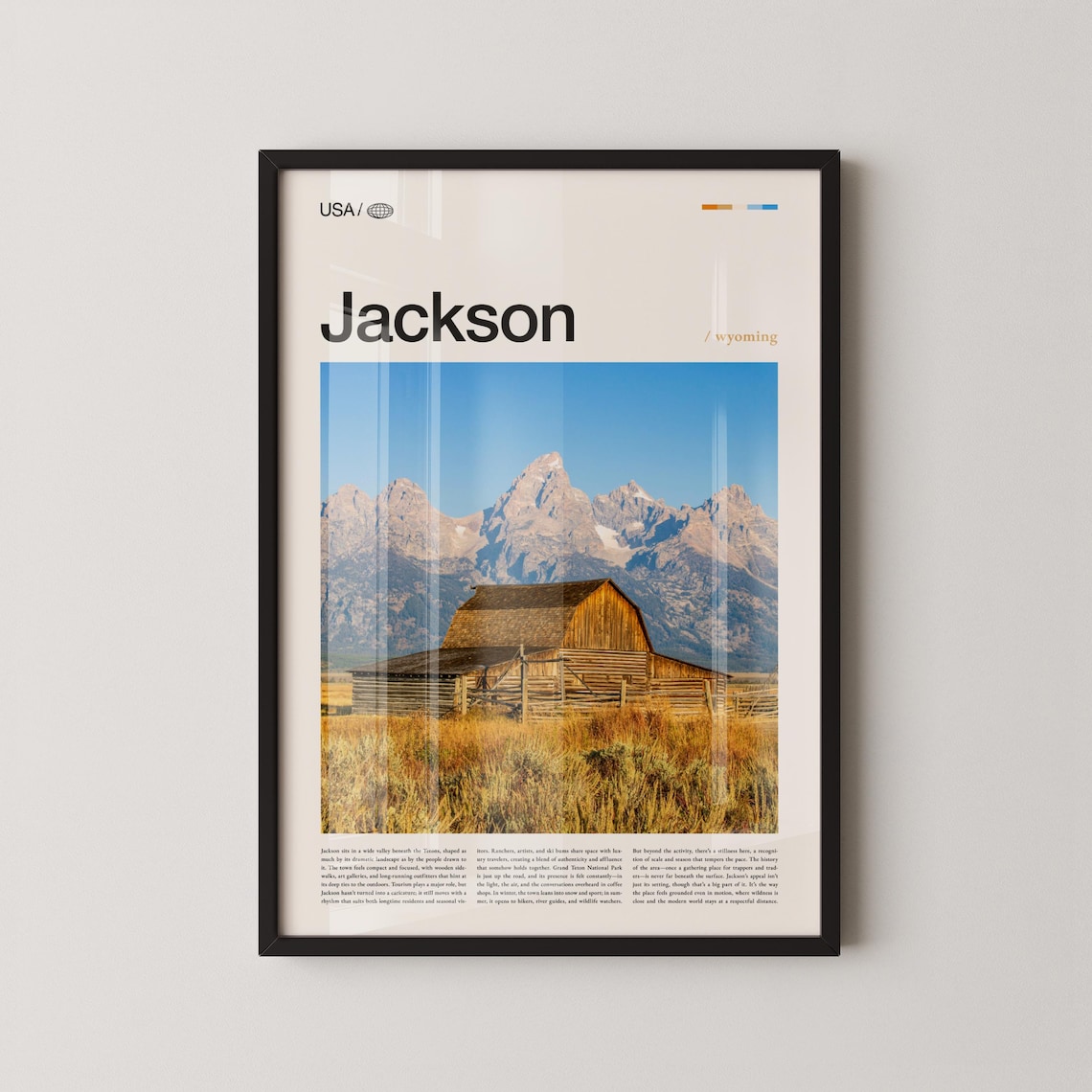 Jackson Wyoming Teton Mountains Barn Landscape Travel Poster