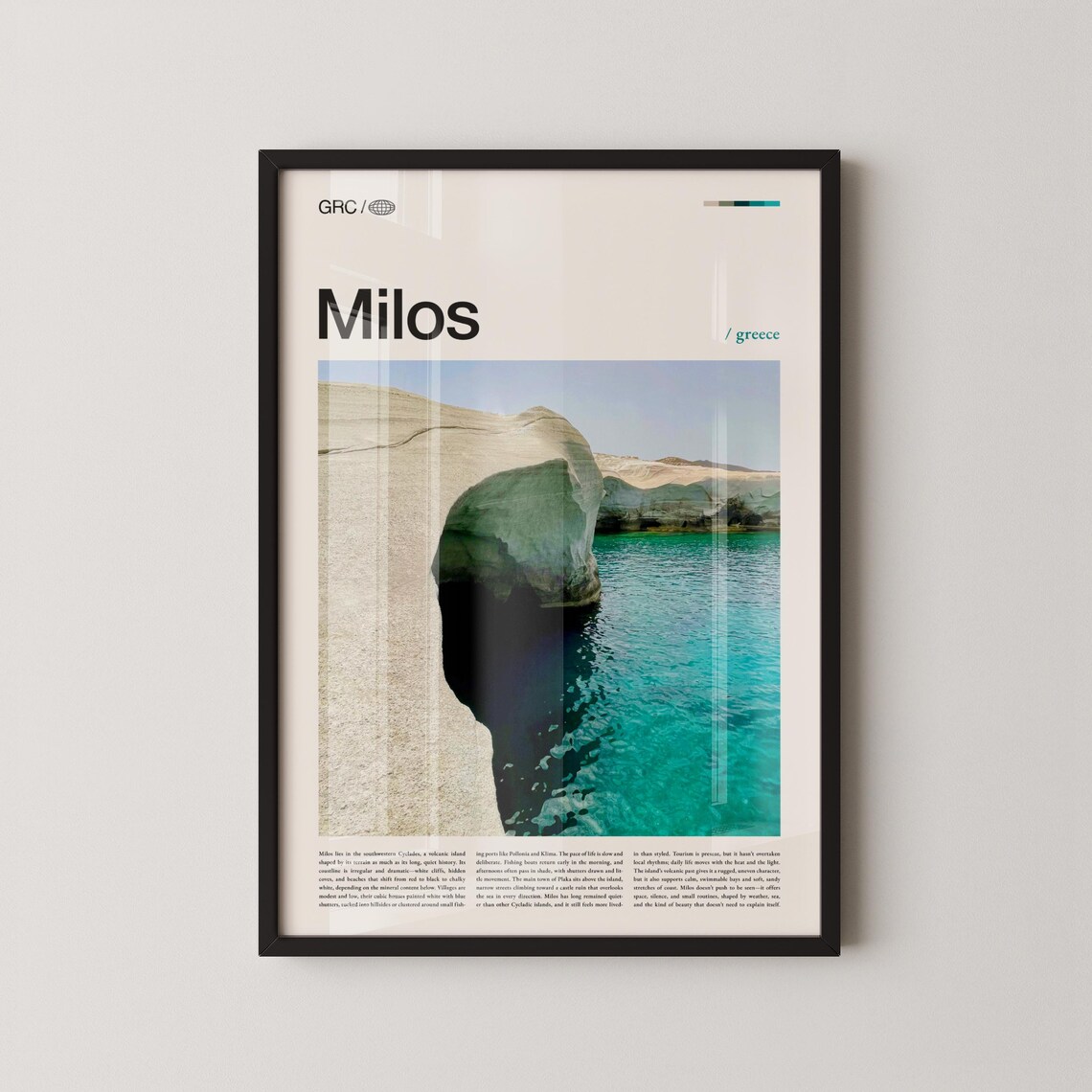 Milos Greece Turquoise Sea Cliff Coastal Landscape Travel Art Poster