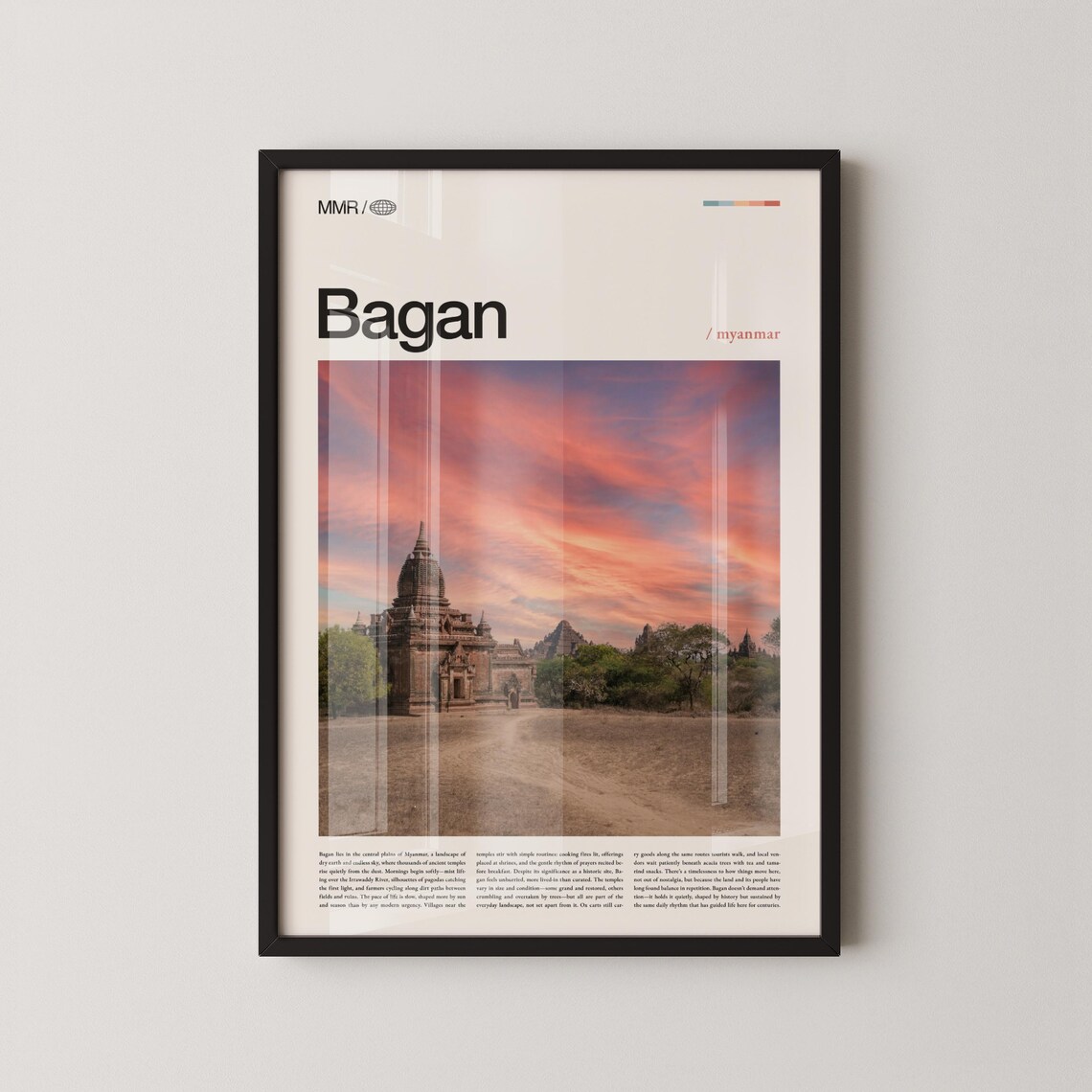 Bagan Myanmar Ancient Temple Sunset Photography Travel Poster