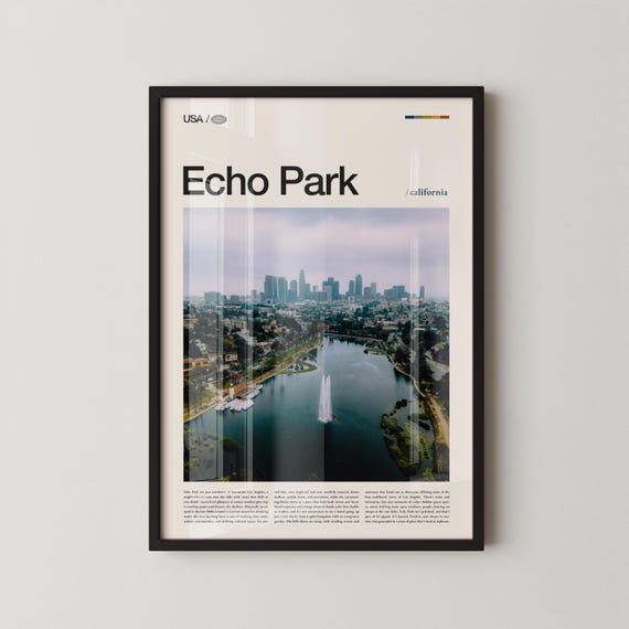 Echo Park Print Wall Art Poster Photo Lake Dodger Stadium Angelino Heights Elysian