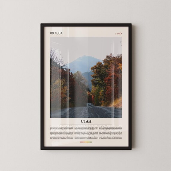 Utah Autumn Forest Road Winding Through Fall Foliage Mountain Photo Poster