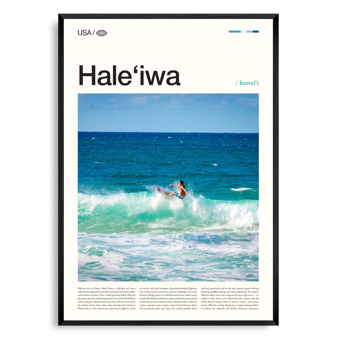 Haleiwa Hawaii North Shore Surfer Photo Beach Ocean Travel Poster