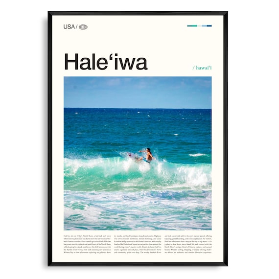 Haleiwa Hawaii North Shore Surfer Photo Beach Ocean Travel Poster