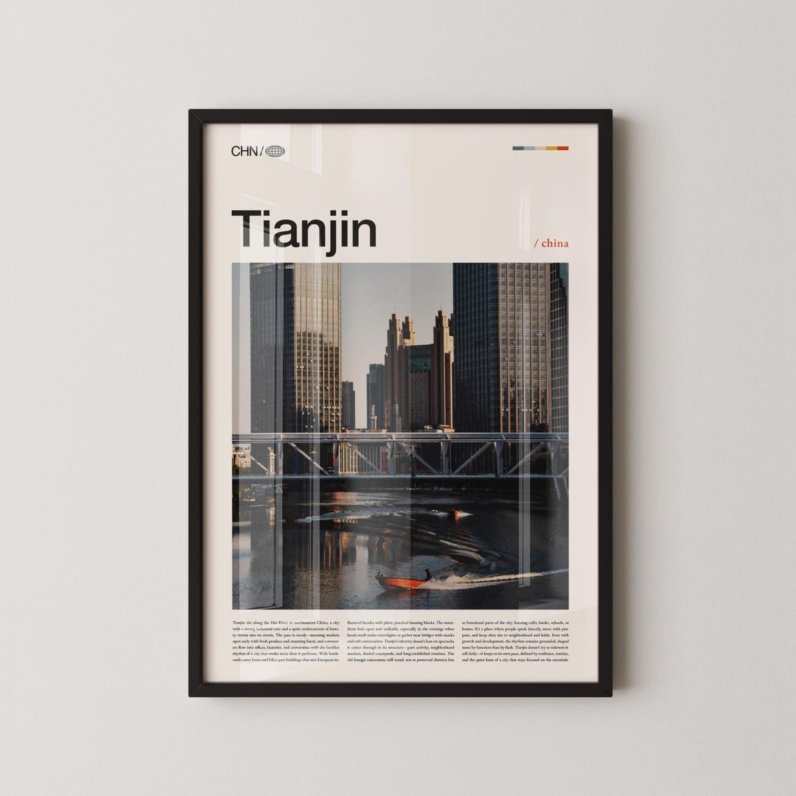 Tianjin Riverside Skyscrapers China City Skyline Editorial Poster