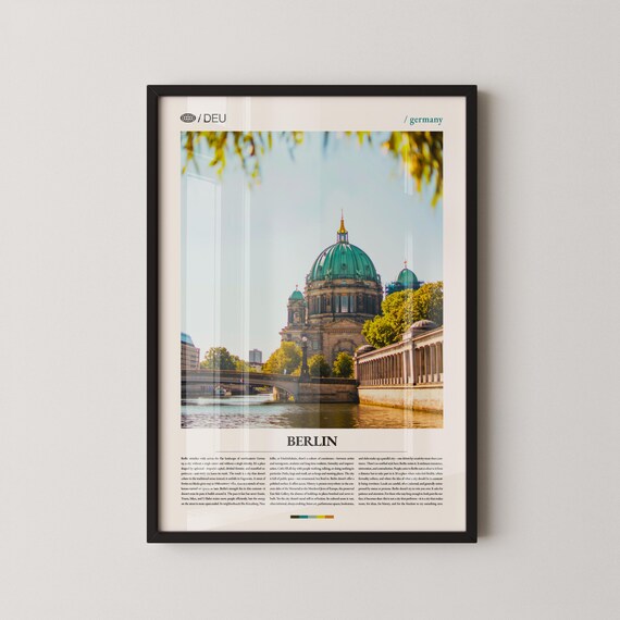 Berlin Germany Daytime Cathedral Riverside Cityscape Art Poster