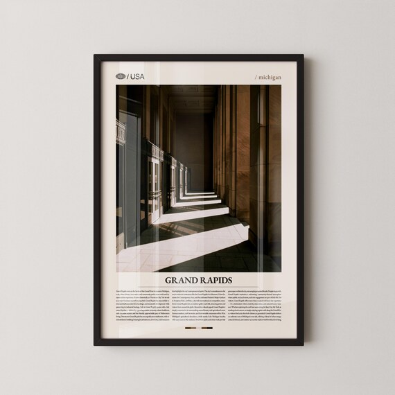 Grand Rapids Michigan Historic Interior Minimalist Travel Poster