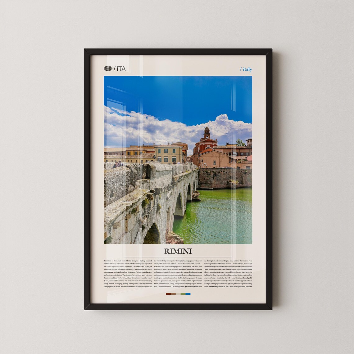 Rimini Tiberius Bridge River Historic Roman Italy Travel Poster