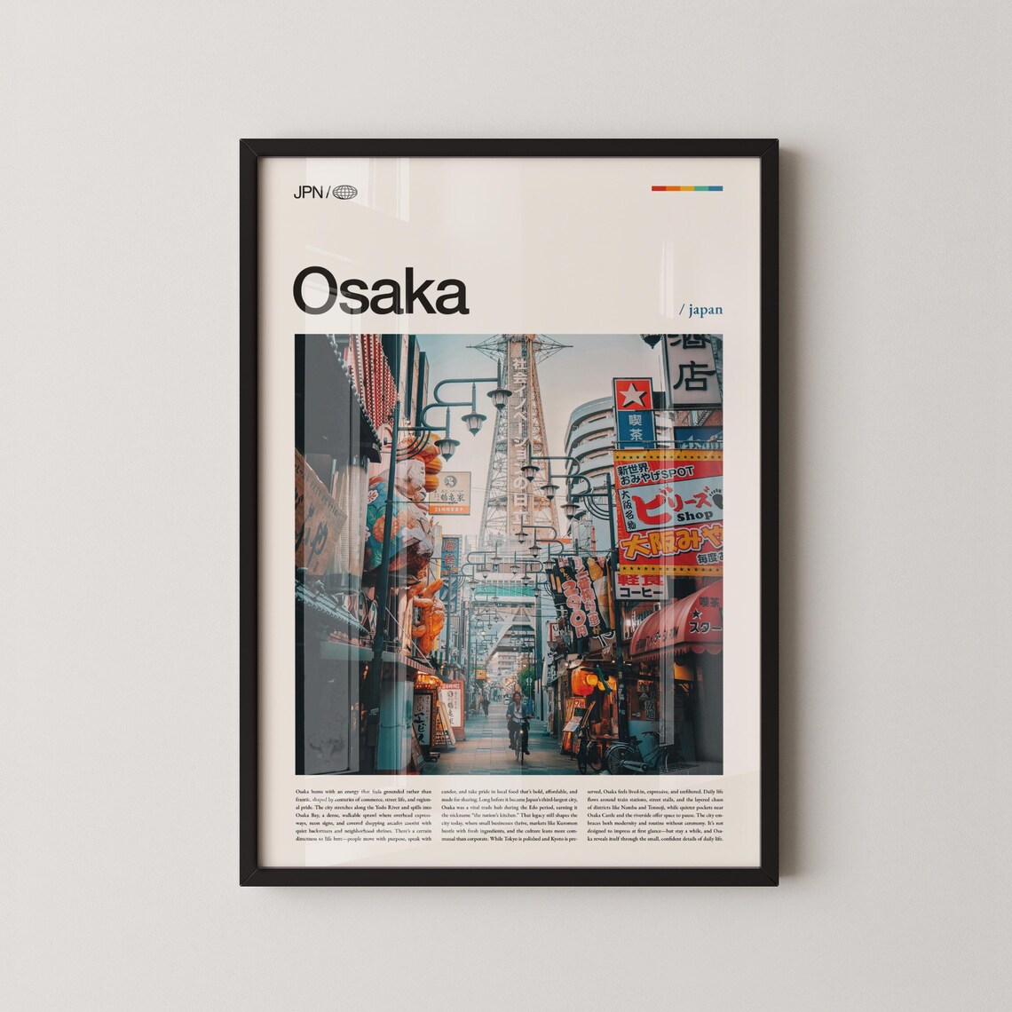 Osaka Japan Neon Shopping Street Nightlife City Travel Poster