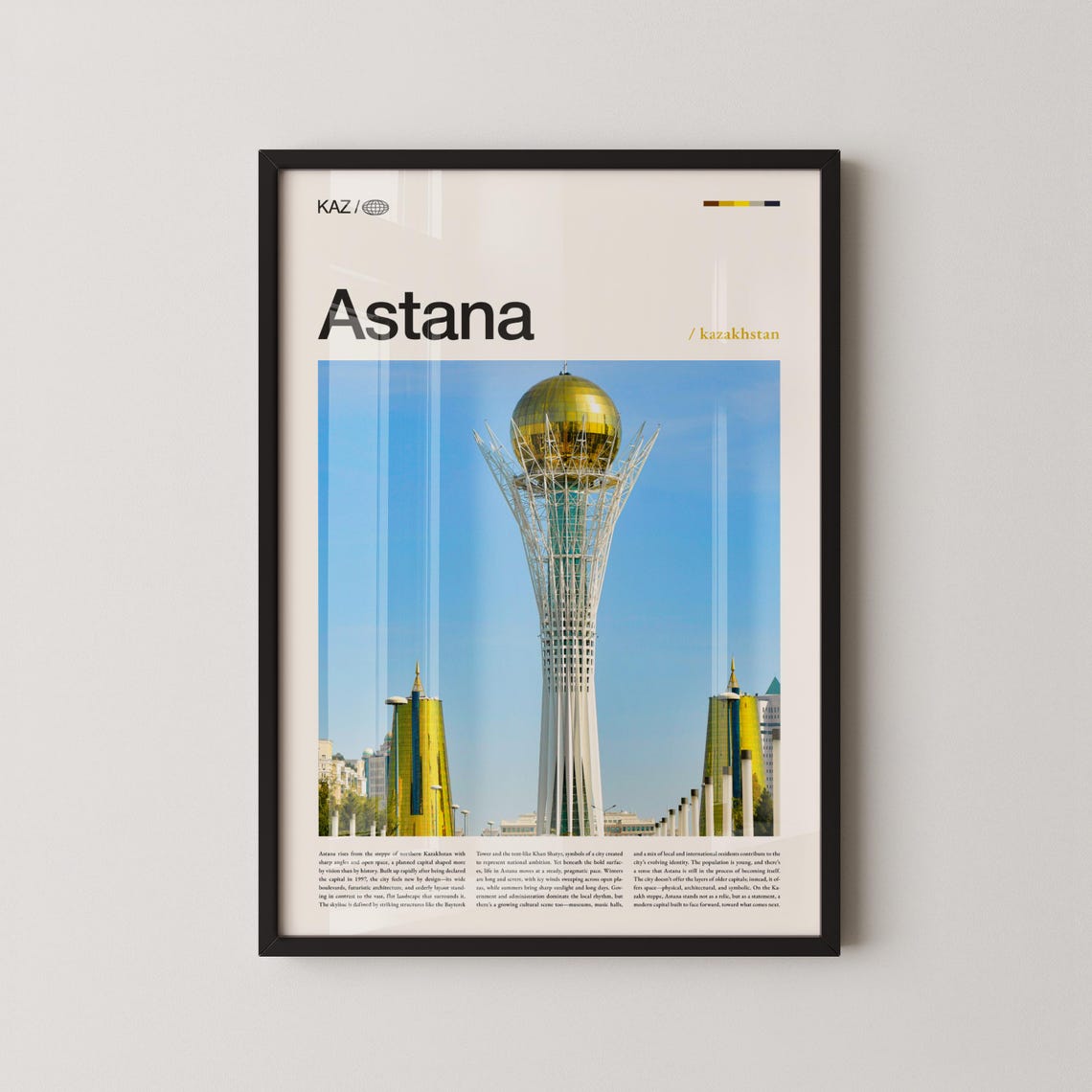 Astana Bayterek Tower Golden Sphere Modern Architecture Poster