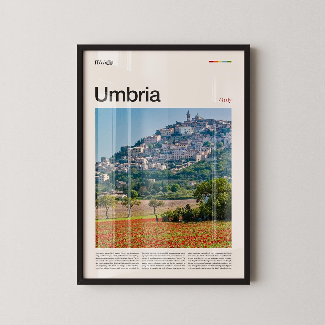 Umbria Italy Hilltop Village Aerial Vineyard Countryside Photo Poster