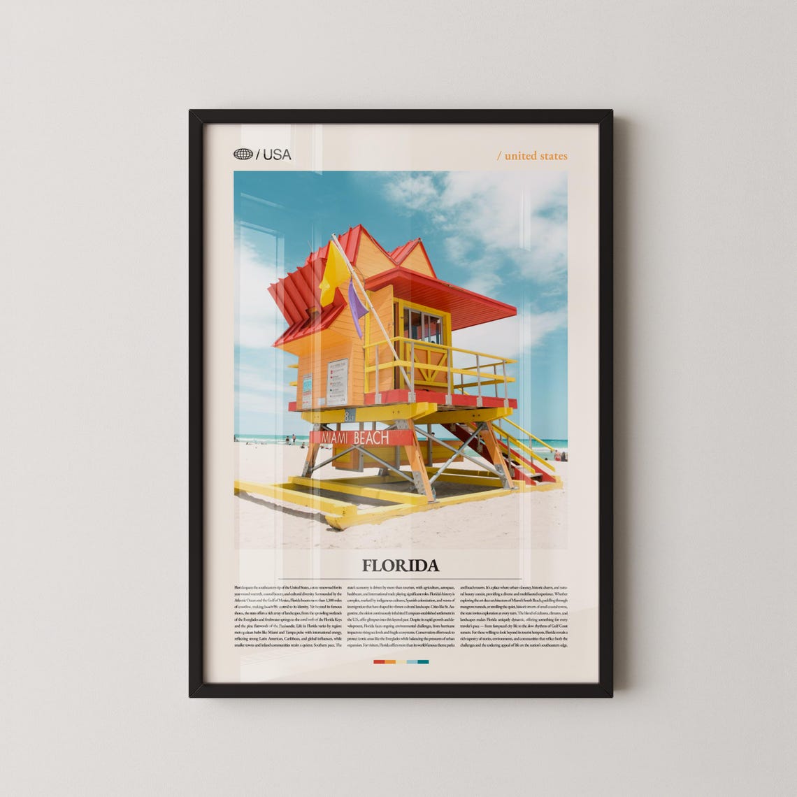 Florida Miami Beach Lifeguard Tower Beach Photo Travel Poster