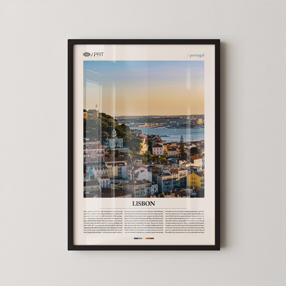 Lisbon Portugal Castle Hill Sunset Photography Poster European Travel Art