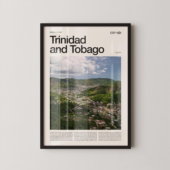 Trinidad and Tobago Caribbean Town View Editorial Headline Travel Poster