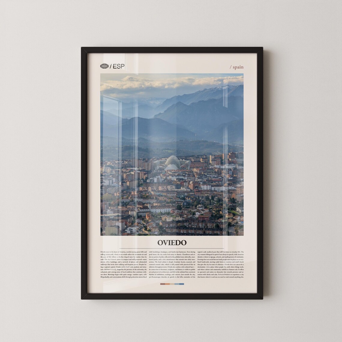 Oviedo Spain Mountain City View Cantabrian Peaks Travel Photo Poster