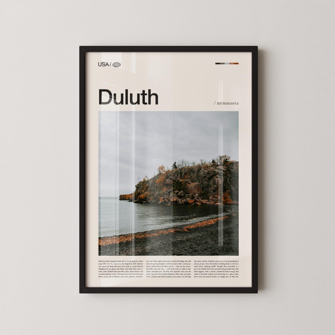 Duluth Minnesota Lake Superior Rocky Shoreline USA Travel Poster