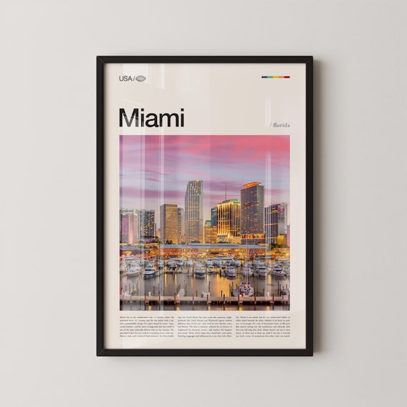 Miami Print Florida Wall Art Poster Photo South Beach Ocean Drive Wynwood Walls Biscayne Bay Little Havana