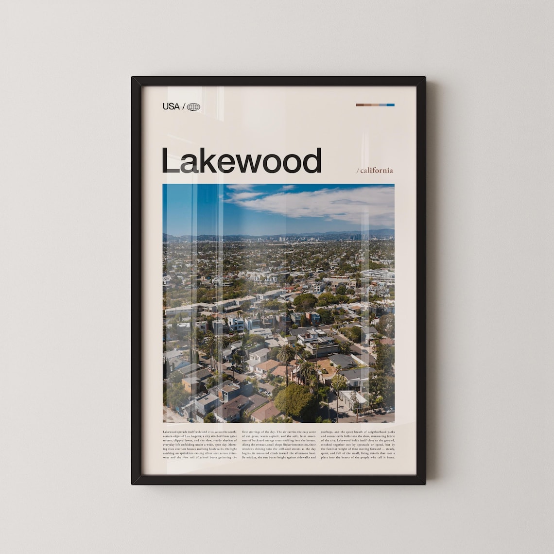 Lakewood California Aerial Neighborhood Cityscape Photo Poster