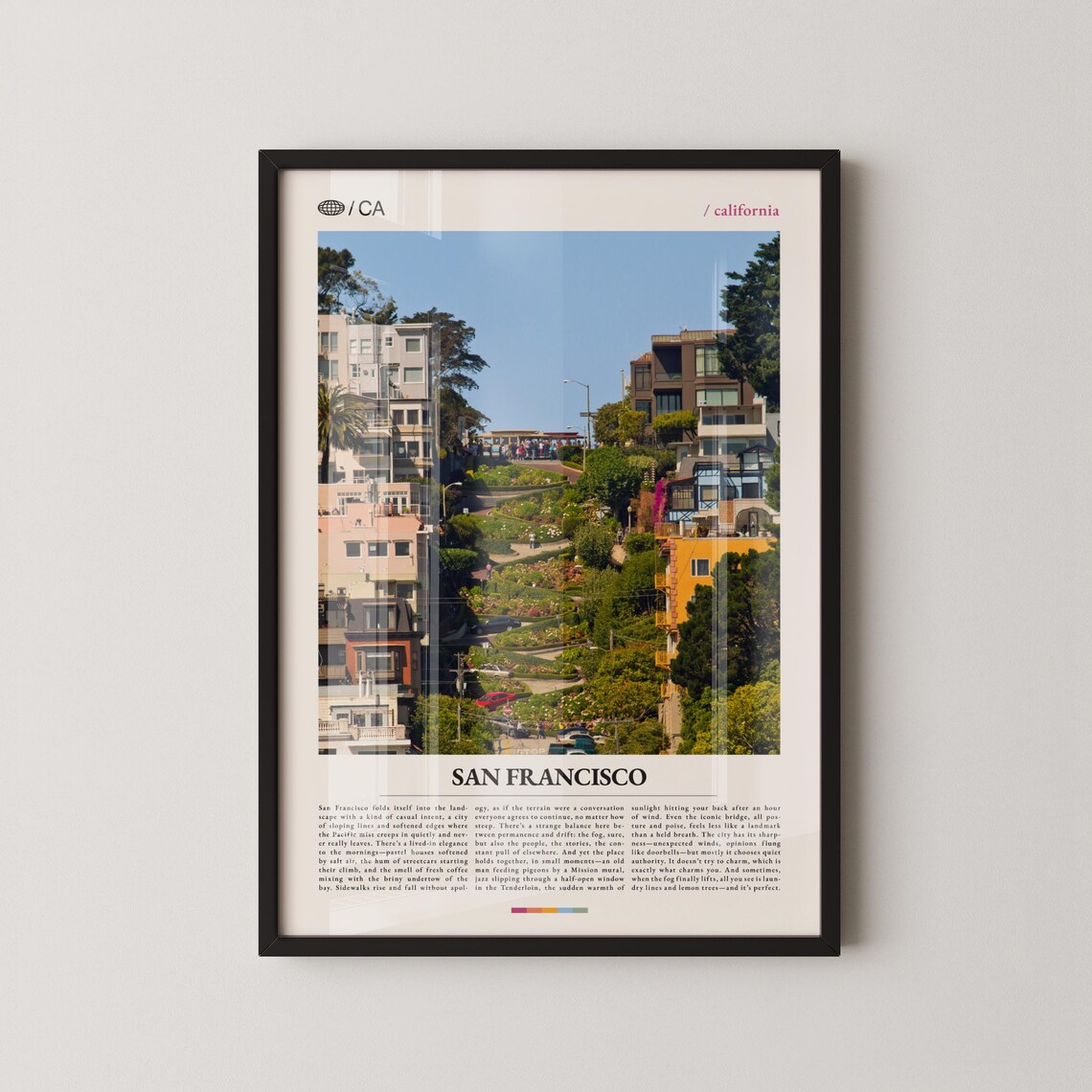 San Francisco Steep Hillside Street Photo California Travel Poster