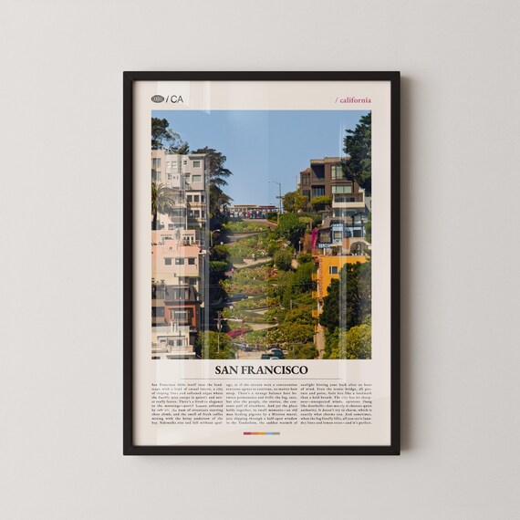 San Francisco Steep Hillside Street Photo California Travel Poster