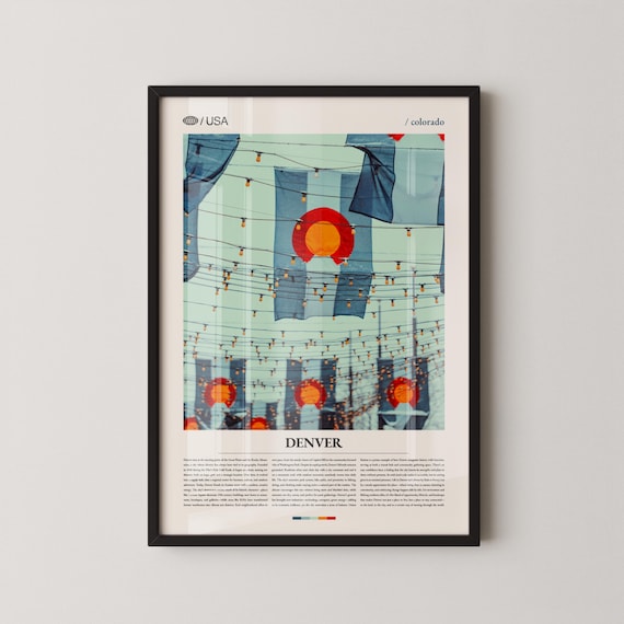 Denver Colorado Larimer Square Evening Lights Flags Photo Art Poster
