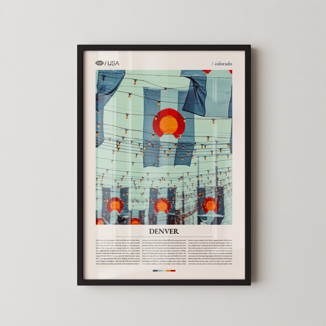 Denver Colorado Larimer Square Evening Lights Flags Photo Art Poster
