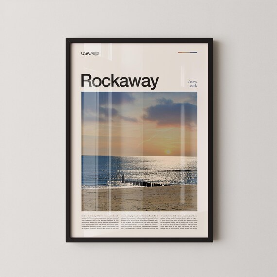 Rockaway New York Beach Sunrise Waves Minimalist Photo Poster