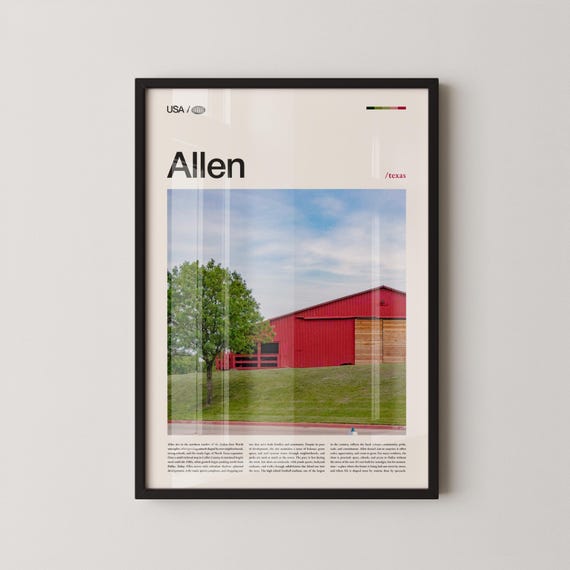 Allen Texas Print Wall Art Poster Photo Watters Creek Premium Outlets Eagle Stadium Suburban Charm Decor
