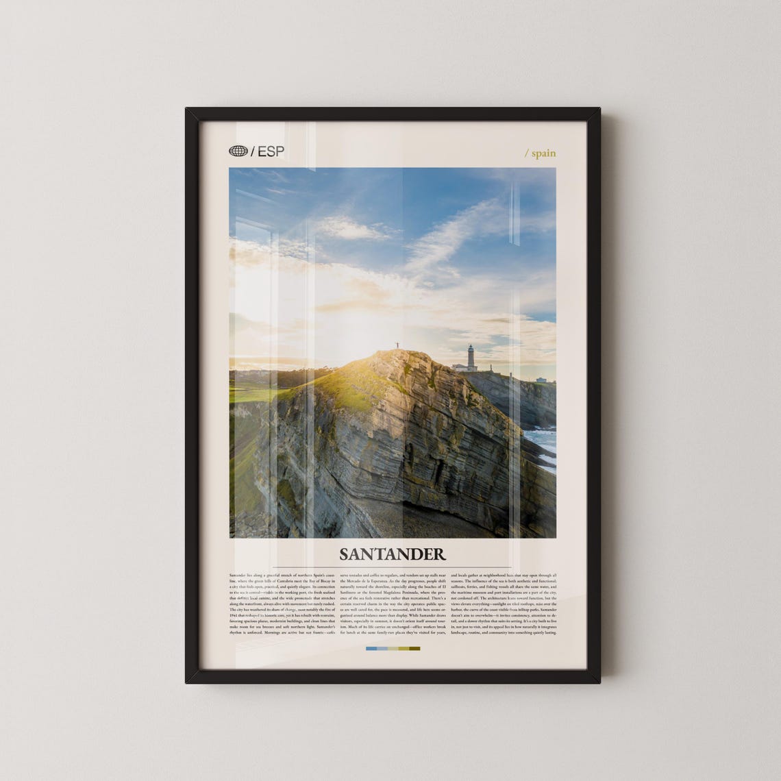 Santander Coastal Cliff Lighthouse Cantabria Spain Photo Poster