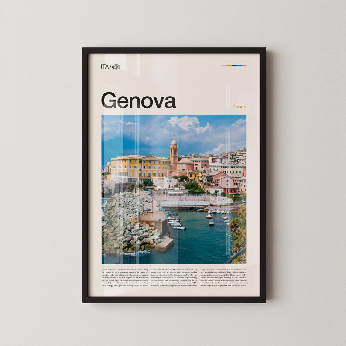 Genova Harbor Ligurian Coast Editorial Travel Photography Poster