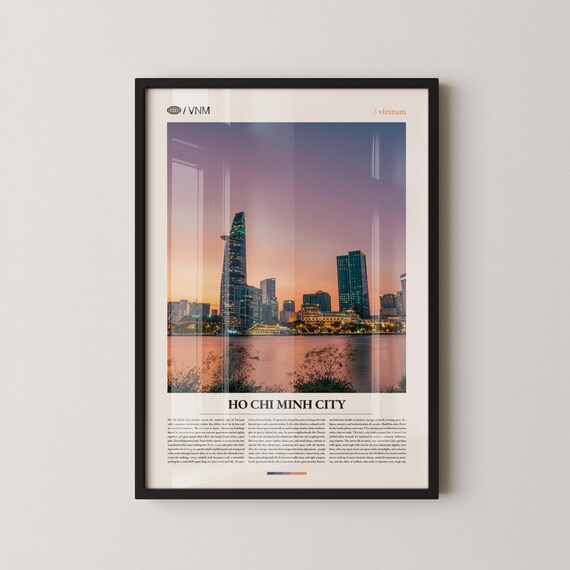Ho Chi Minh City Vietnam Sunset Skyline Over River Travel Poster