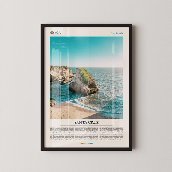 Santa Cruz California Hidden Sea Stack Cove Beach Photo Poster