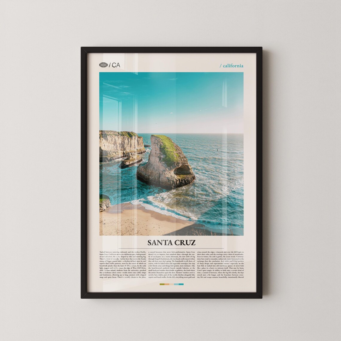 Santa Cruz California Hidden Sea Stack Cove Beach Photo Poster