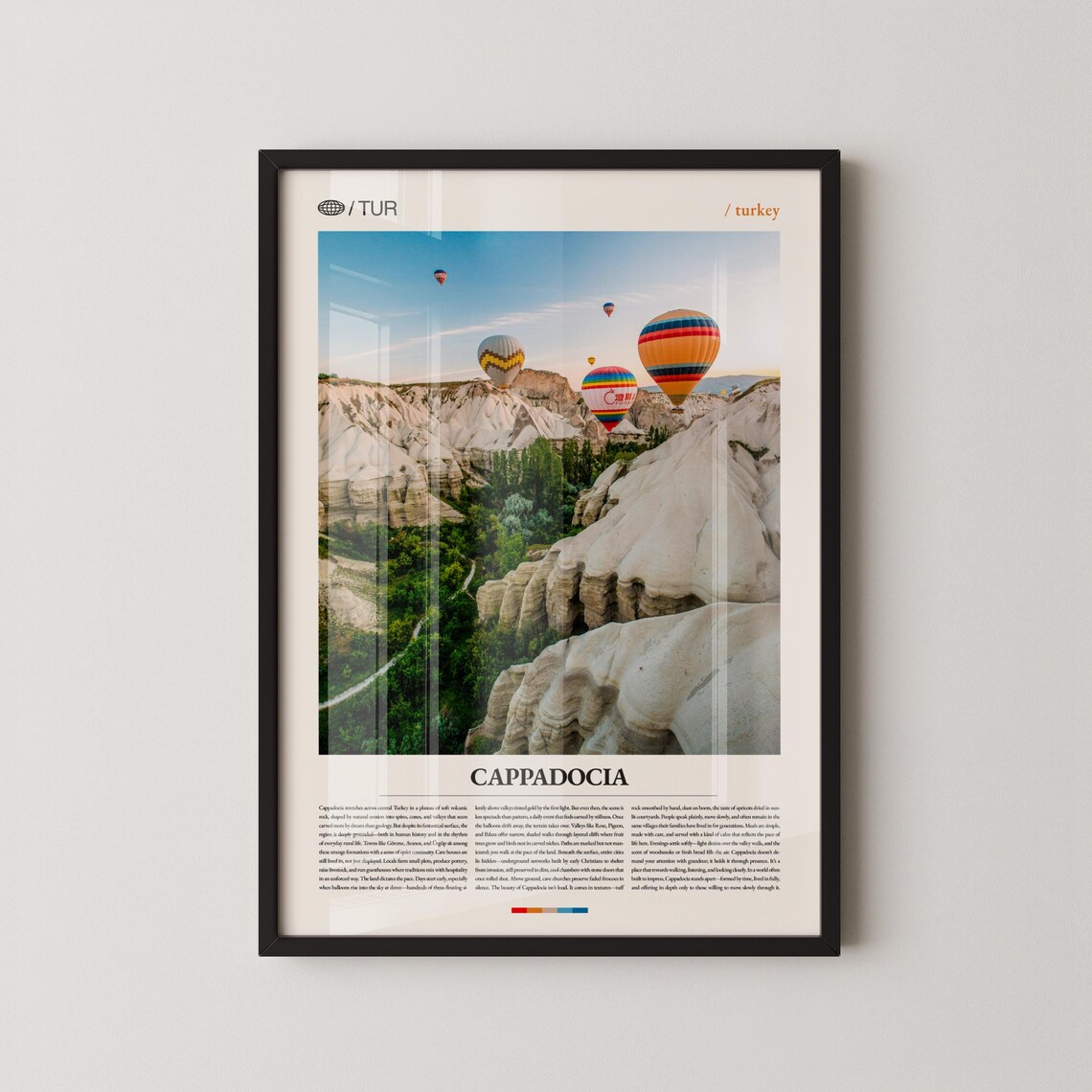 Cappadocia Turkey Hot Air Balloons Over Rocky Valley Photo Poster