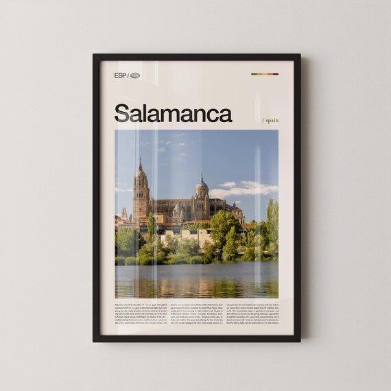 Salamanca Cathedral Riverside View Historic Castile Spain Travel Poster
