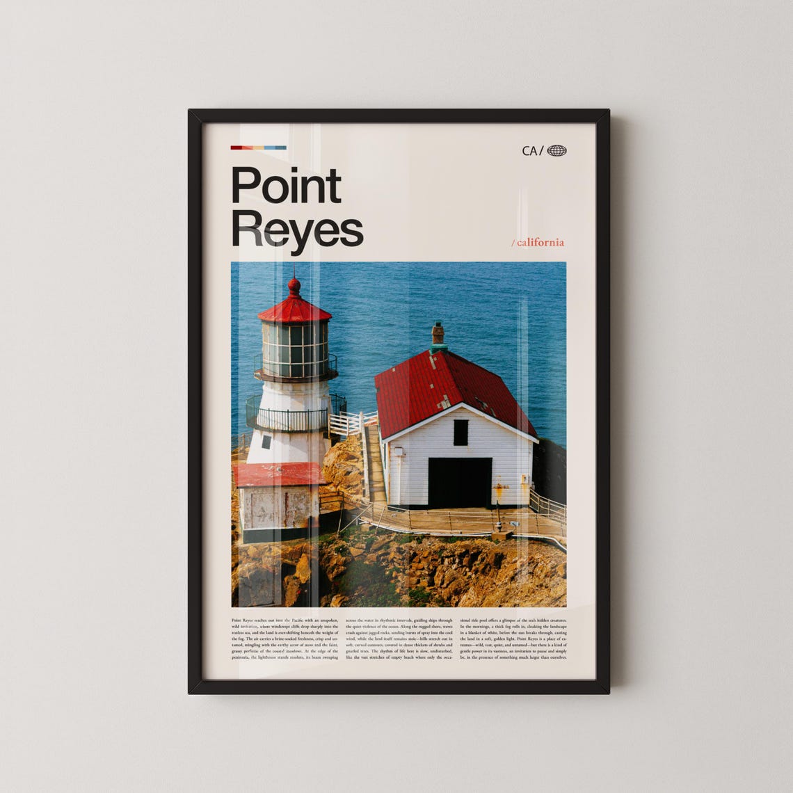 Point Reyes California Lighthouse Red Roof Ocean Cliffs Photo Poster