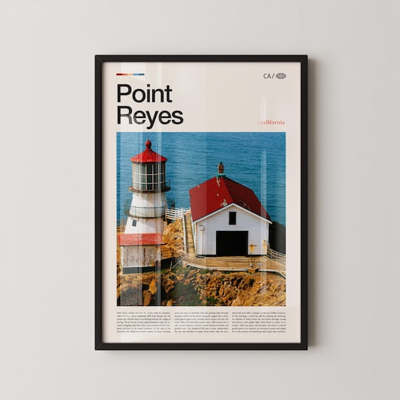 Point Reyes California Lighthouse Red Roof Ocean Cliffs Photo Poster