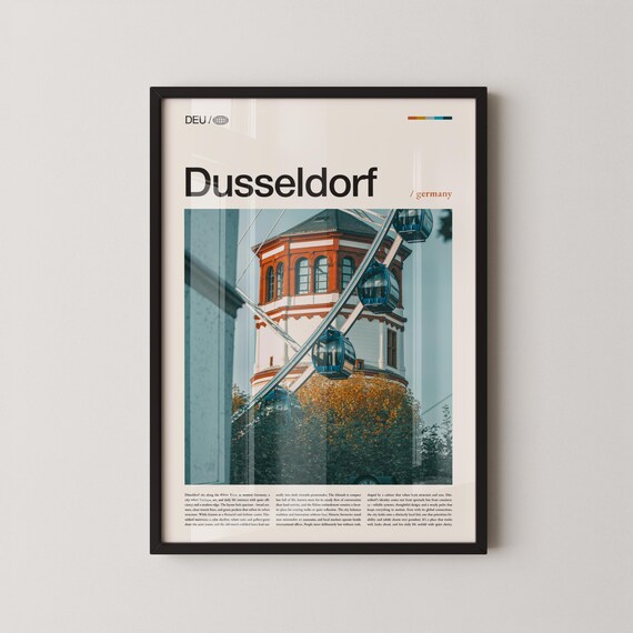 Dusseldorf Germany Ferris Wheel City Tower Modern Photo Poster