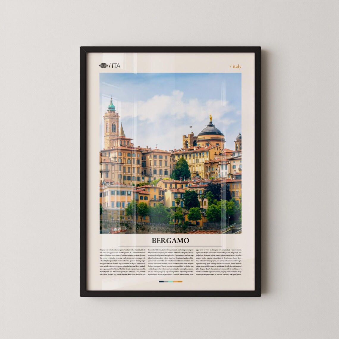 Bergamo Italy Historic Hillside Old Town Cityscape Travel Poster