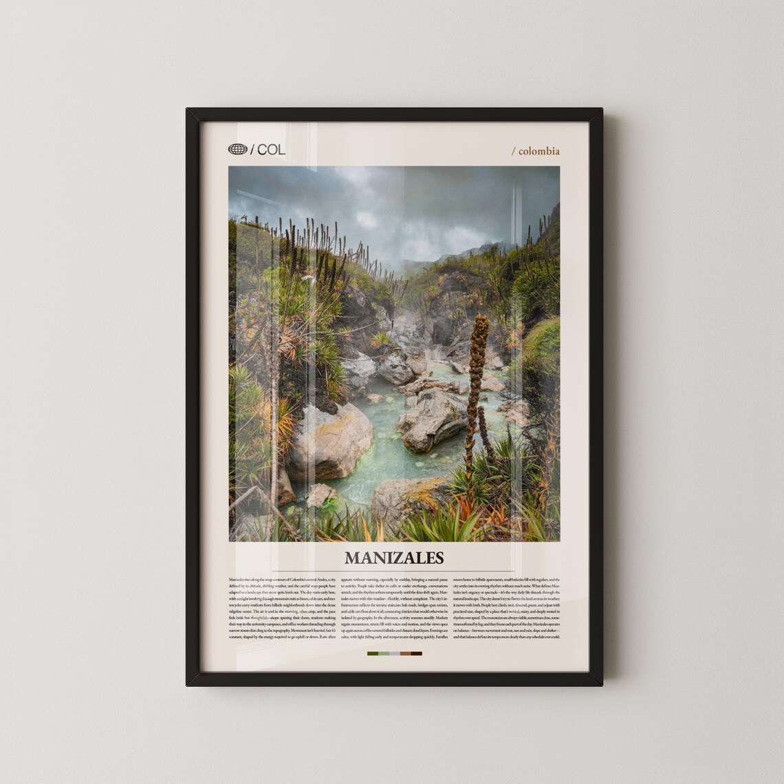 Manizales Colombia Andean Cloud Forest Editorial Travel Poster
