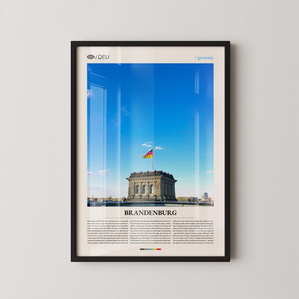 Brandenburg Germany Flag Monument Skyline Photography Travel Poster