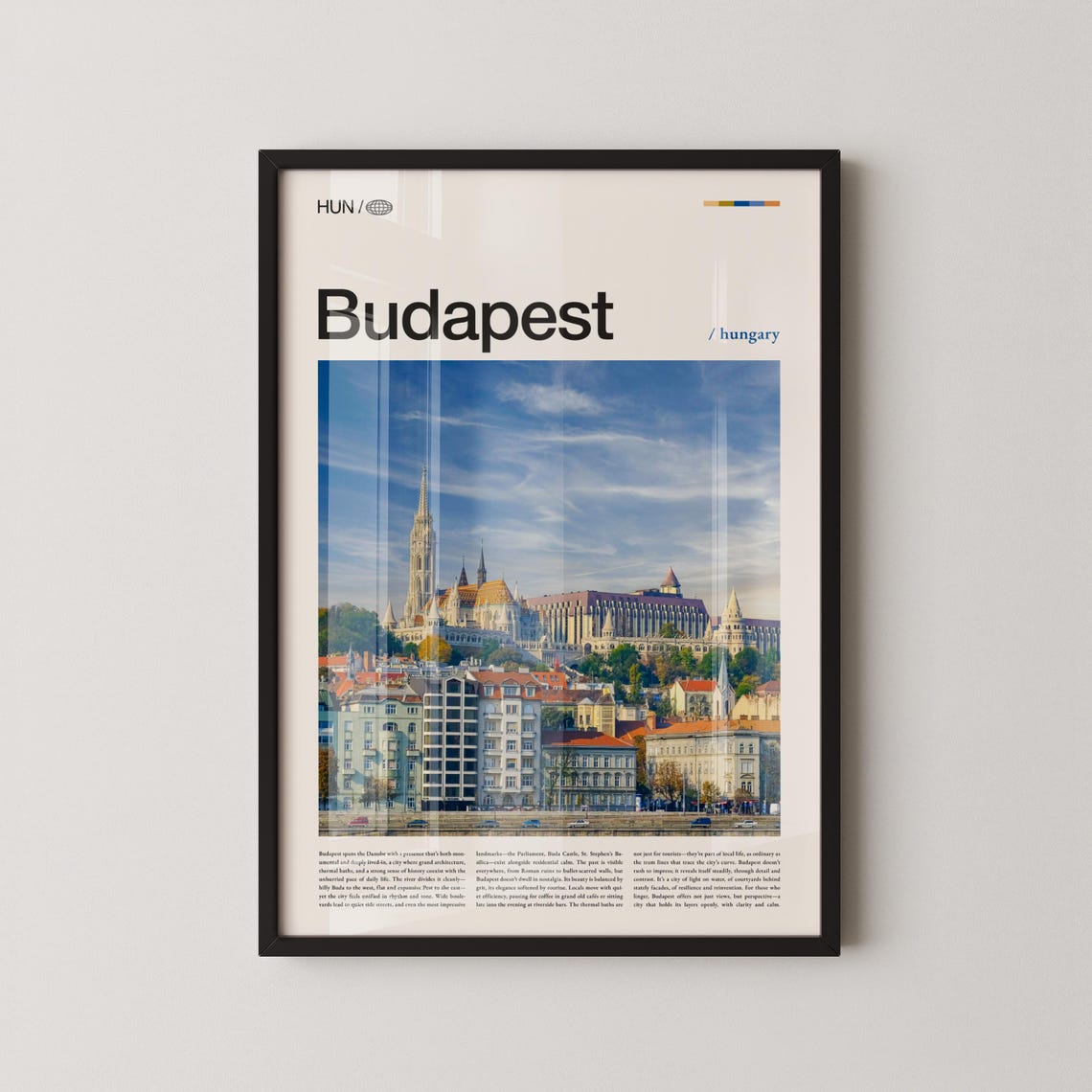 Budapest Hungary Historic Skyline Photo Top Title Travel Poster