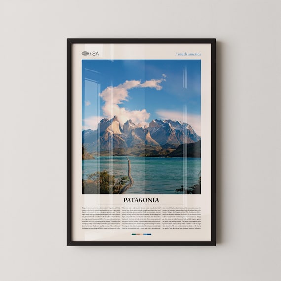 Patagonia South America Jagged Peaks Lake Travel Photography Poster