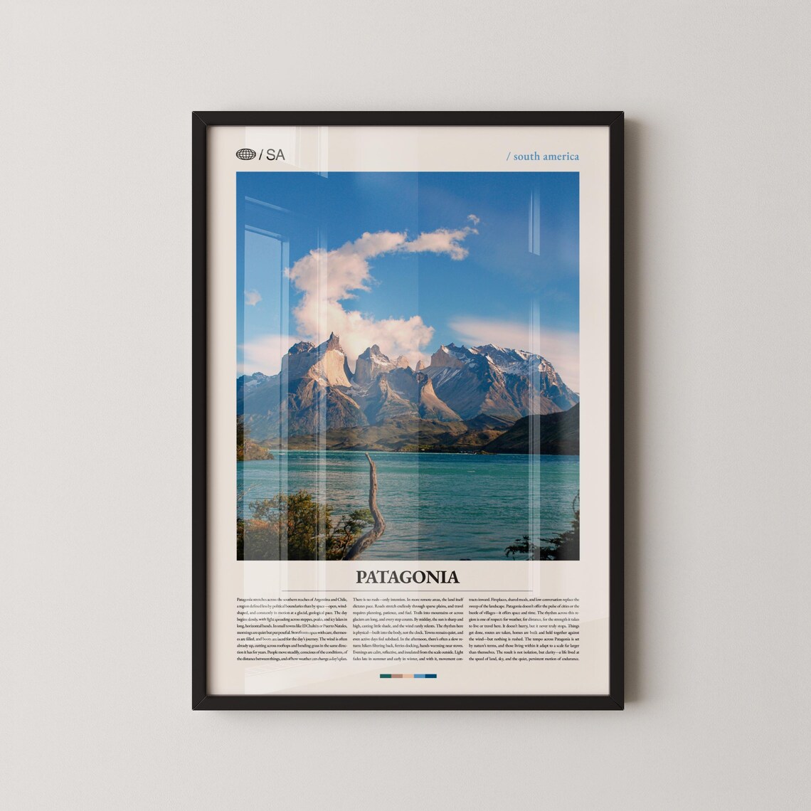 Patagonia South America Jagged Peaks Lake Travel Photography Poster