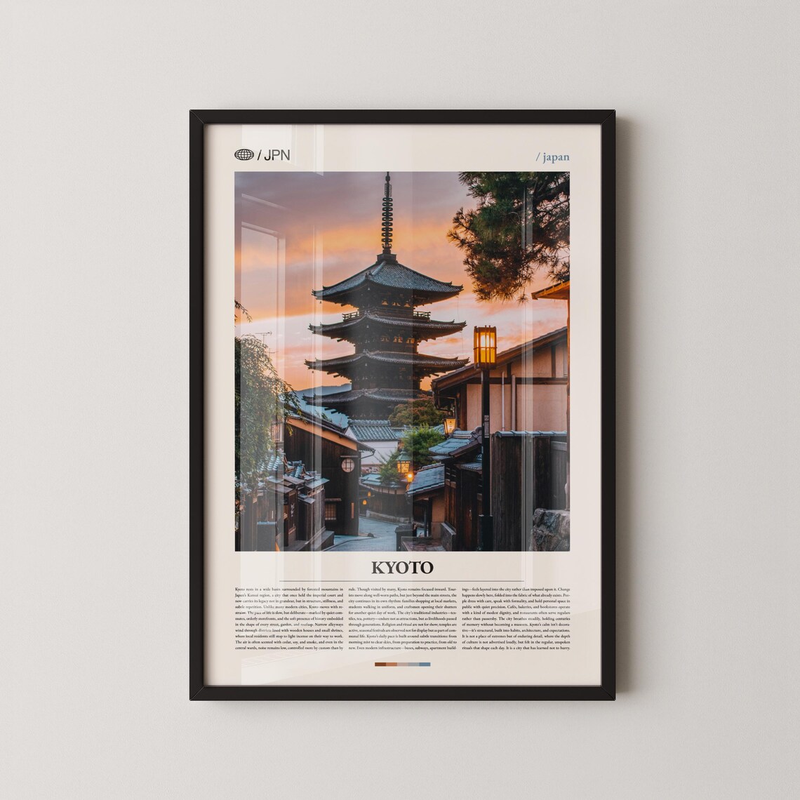 Kyoto Yasaka Pagoda at Sunset Japan Historic Street Photo Poster