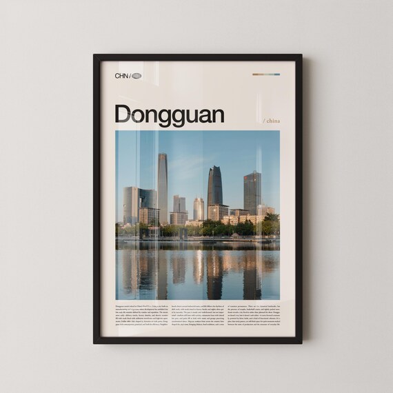 Dongguan China Modern Skyline Waterfront Reflection Travel Poster