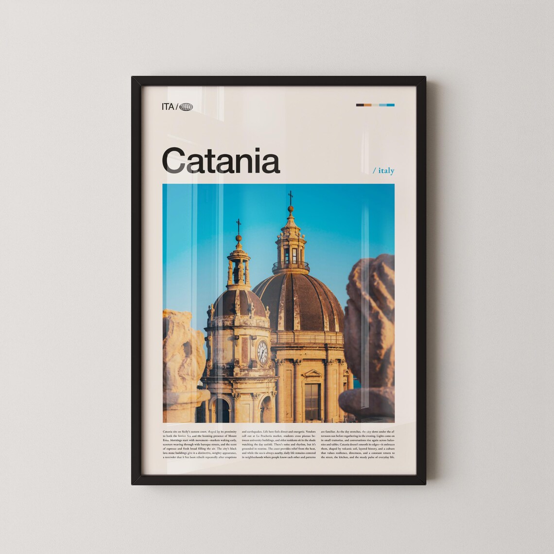 Catania Sicily Baroque Church Domes Italy Architecture Photo Poster