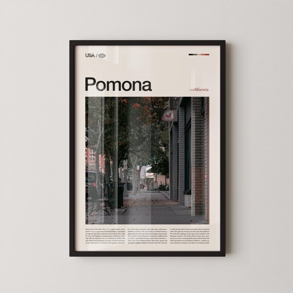 Pomona California Downtown Tree Lined Street Photo Travel Poster