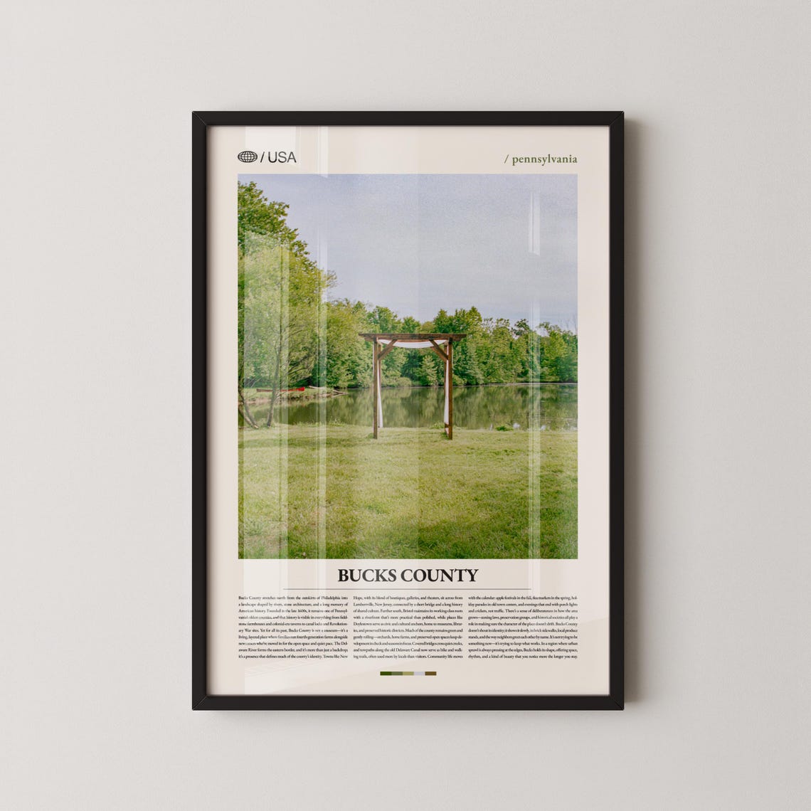 Bucks County Pennsylvania Riverside Pergola Nature View Travel Poster